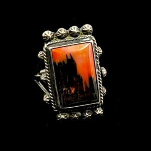 Vintage Horizon Landscape Scenic Stone Ring